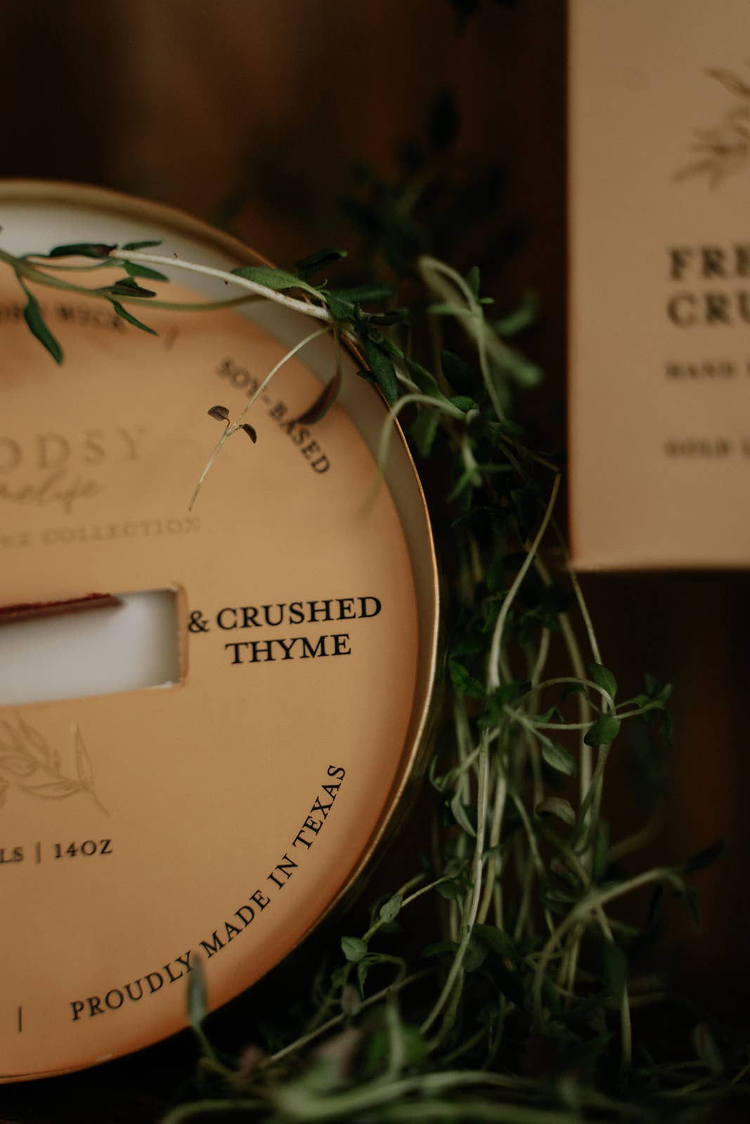 Fresh Lemon & Crushed Thyme-Solid Brass 14oz Pure Soy Candle