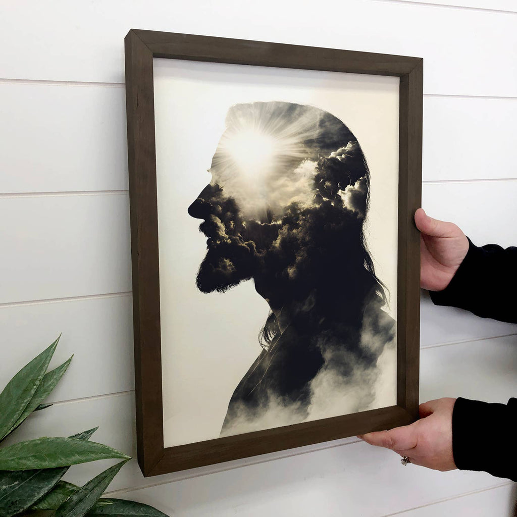 Jesus Double Exposure - Jesus Canvas Art - Wood Framed Art: 6x10" Mini Canvas Art with Wood Box Frame
