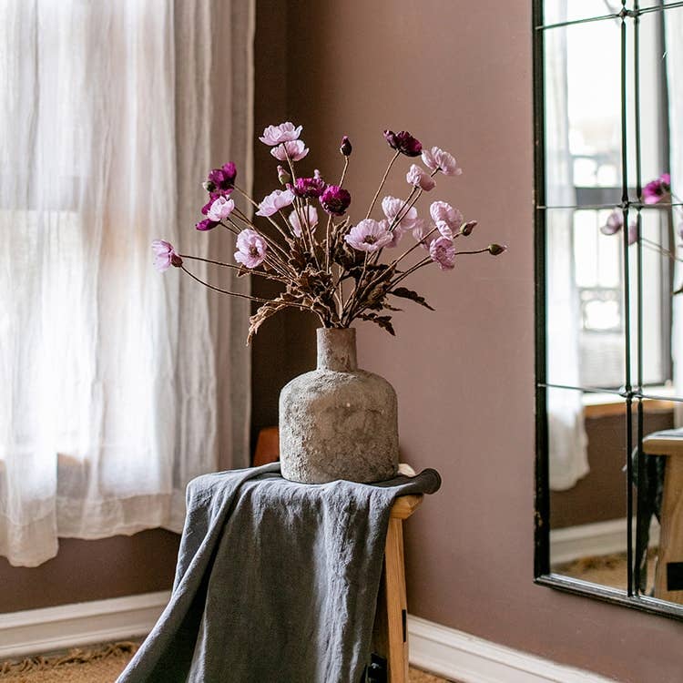 Rustic Poppy Flower Stem in Purple 23" Tall: Purple / One Stem