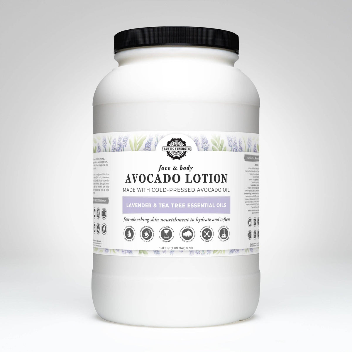 Avocado Lotion for Face & Body: Milk & Honey / 1 Gallon Glass Wide-Mouth Jar