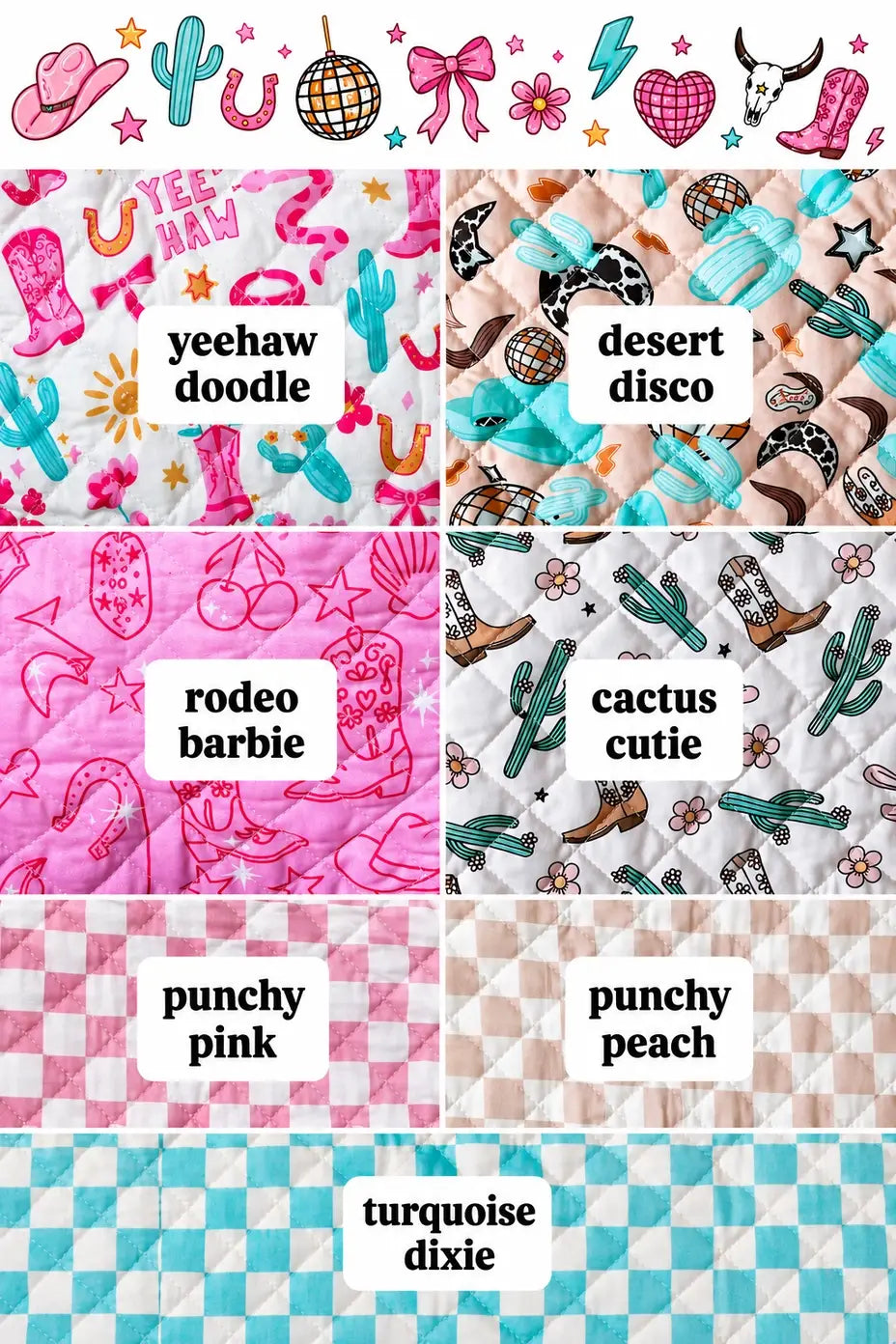 XL Western Fabric Toiletry Bag  Makeup Bag • Travel Pouch: CACTUS CUTIE