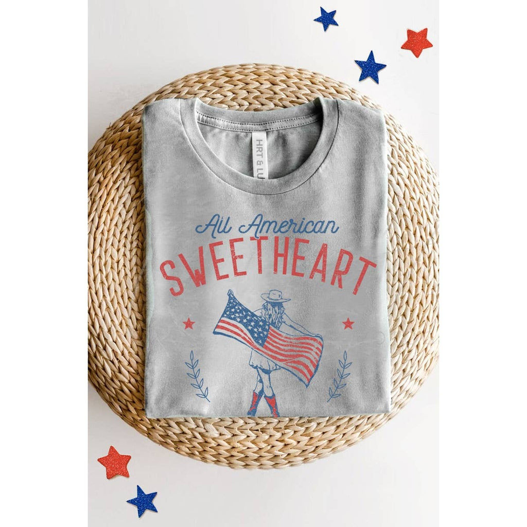 ALL AMERICAN SWEETHEART MINERAL GRAPHIC TEE: Mineral Lt Blue / S-M-L-XL(1-2-2-1)