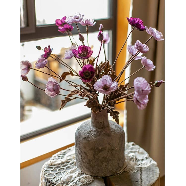 Rustic Poppy Flower Stem in Purple 23" Tall: Purple / One Stem