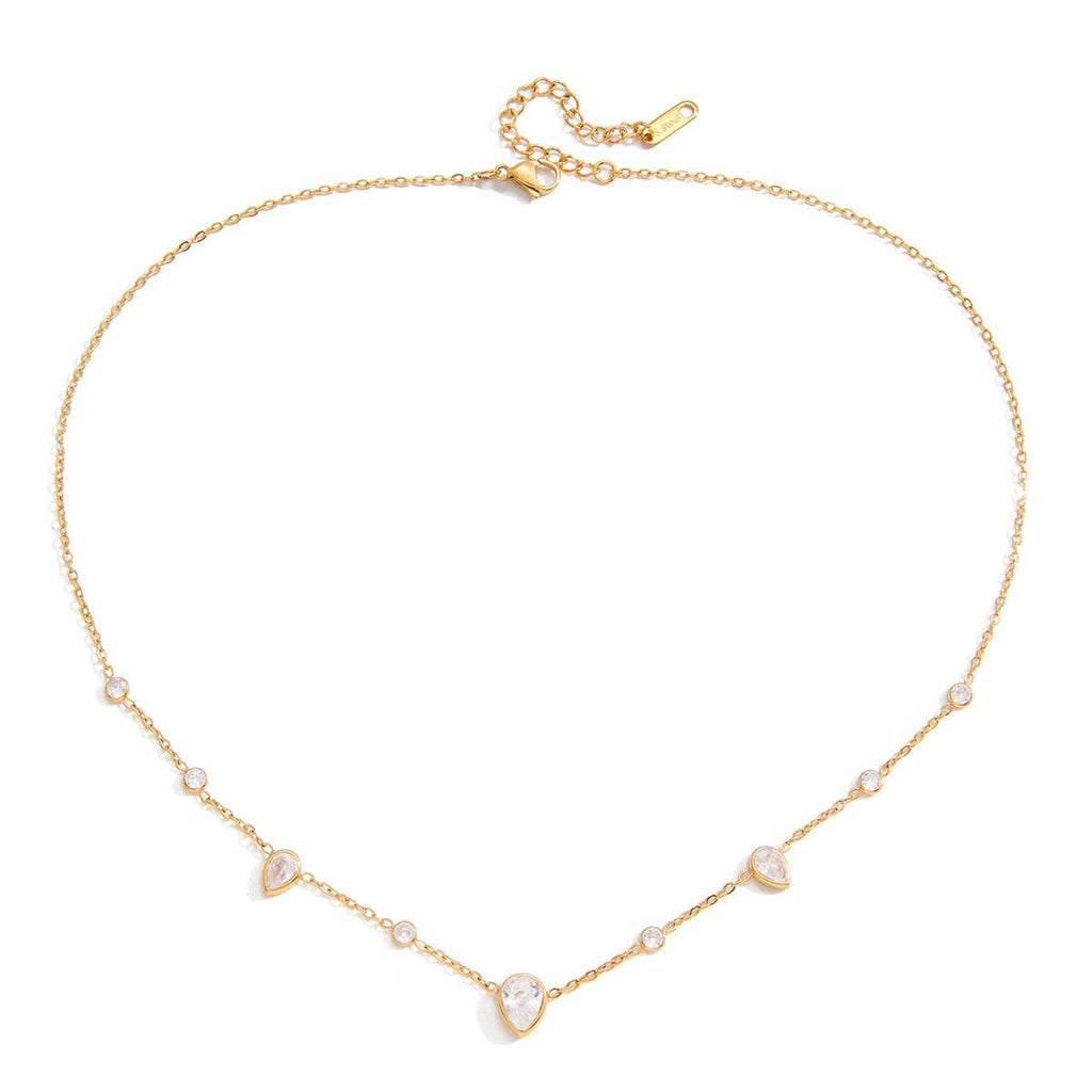 18K STAINLESS STEEL TARNISH FREE CZ NECKLACE | 40NK9693: GOLD