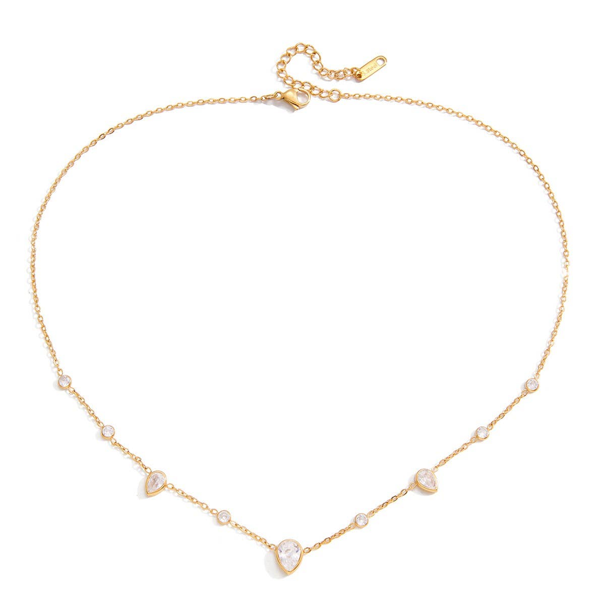 18K STAINLESS STEEL TARNISH FREE CZ NECKLACE | 40NK9693: GOLD