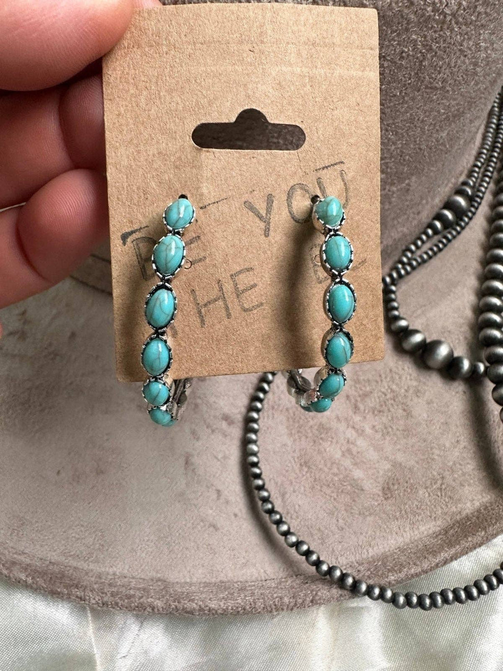Western Turquoise Hoop Earrings