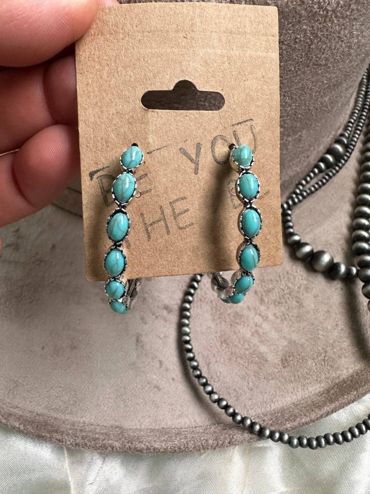 Western Turquoise Hoop Earrings