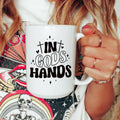 15oz In God's hands ceramic coffee mug, Christian gift