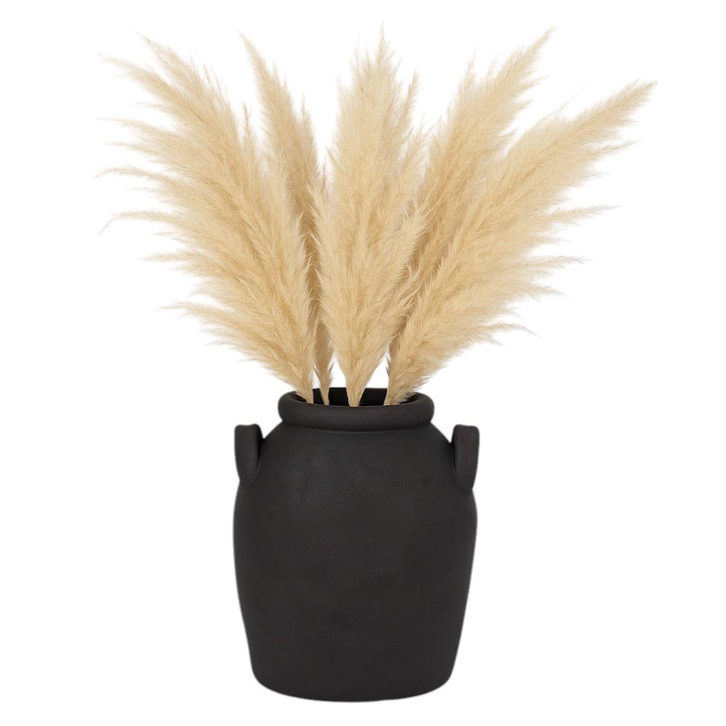 Black 6 in. Ceramic Amphora Rough Finish Jug with Handles