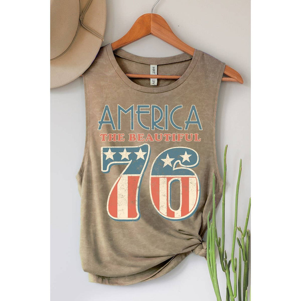 AMERICA 76 GRAPHIC TANK TOP: Mineral Navy / S-M-L-XL(1-2-2-1)