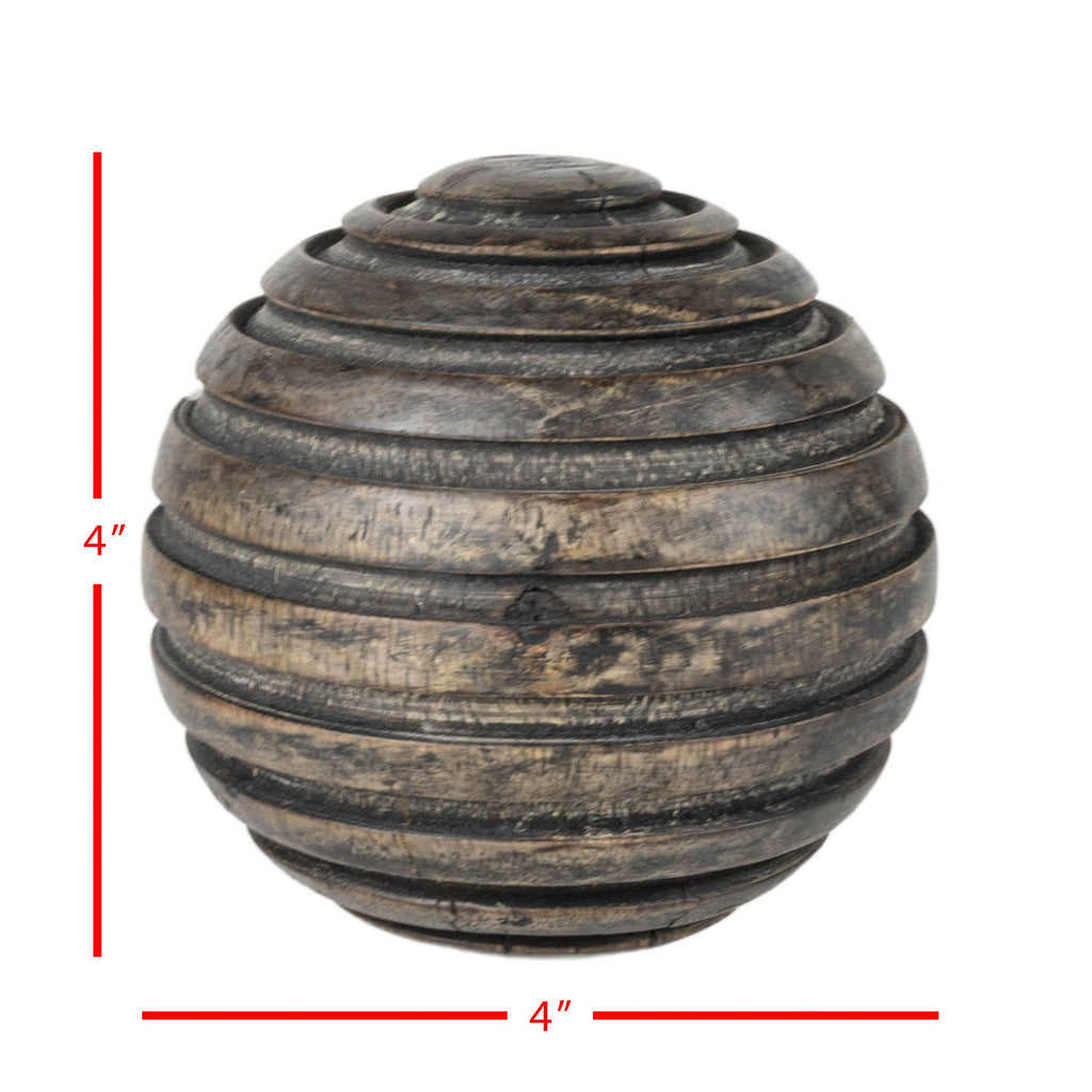 SALE - Bryant Black Wood Carved Western Deco Ball