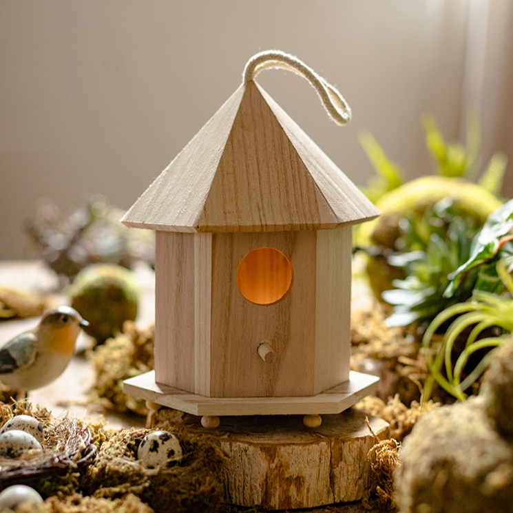 Natural Solid Wood Bird's Nest: Style [A]