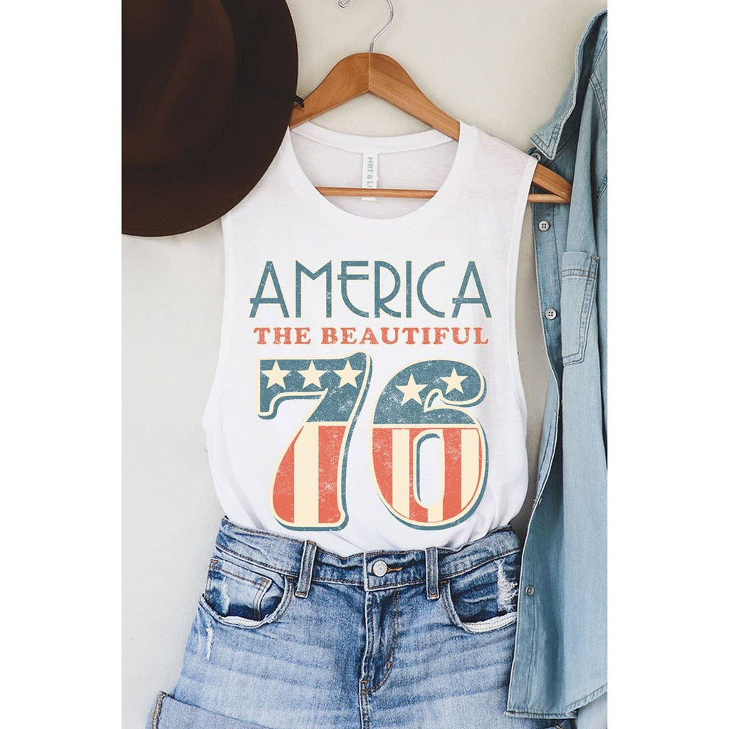 AMERICA 76 GRAPHIC TANK TOP: Mineral Navy / S-M-L-XL(1-2-2-1)