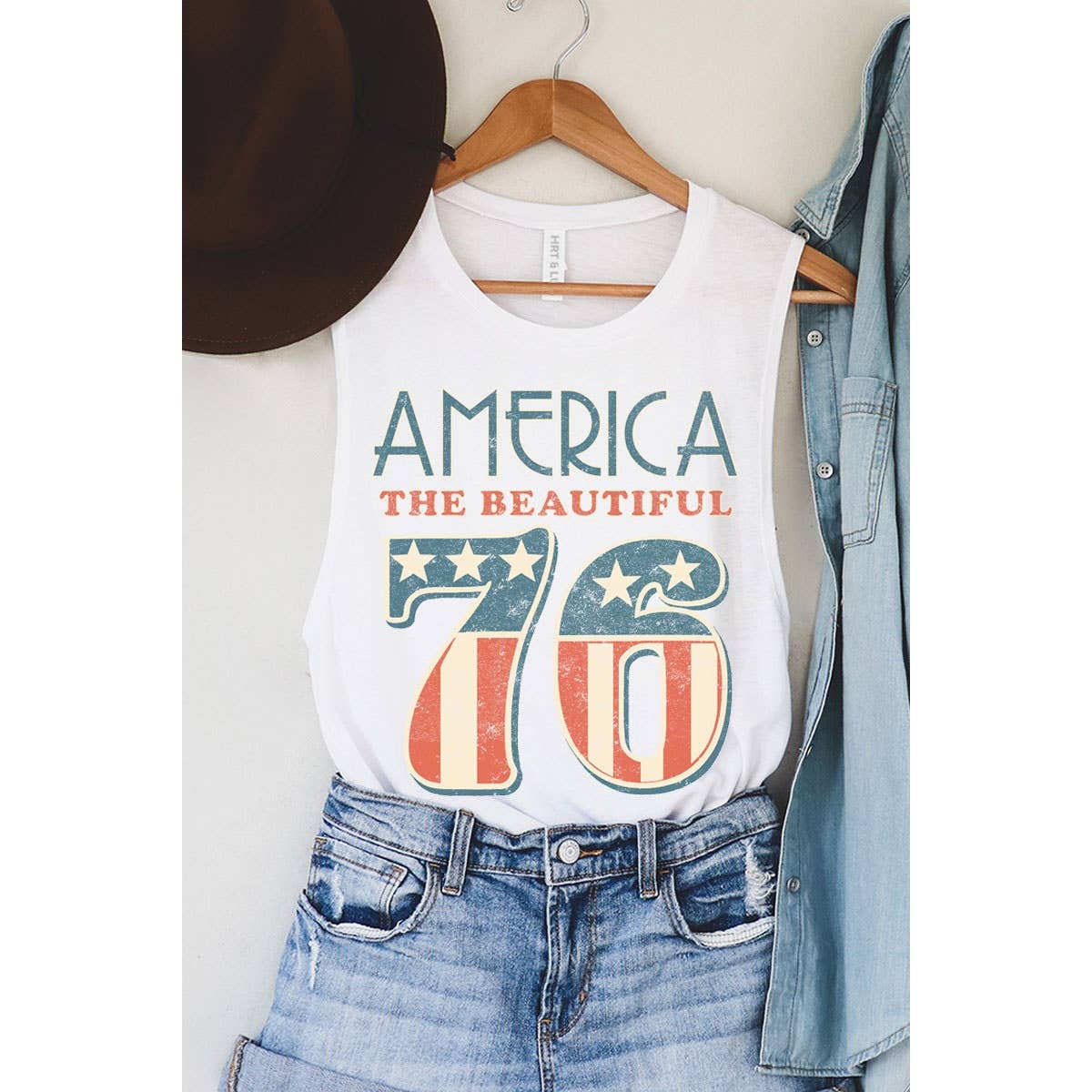 AMERICA 76 GRAPHIC TANK TOP: Mineral Navy / S-M-L-XL(1-2-2-1)