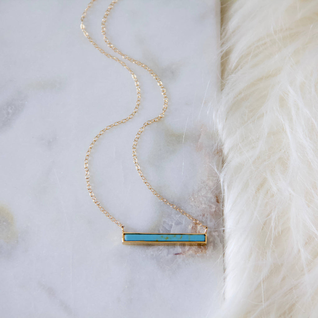 Turquoise Bar Necklace - Gold Filled, Sterling Silver: Turquoise Gold Filled / 16 inches