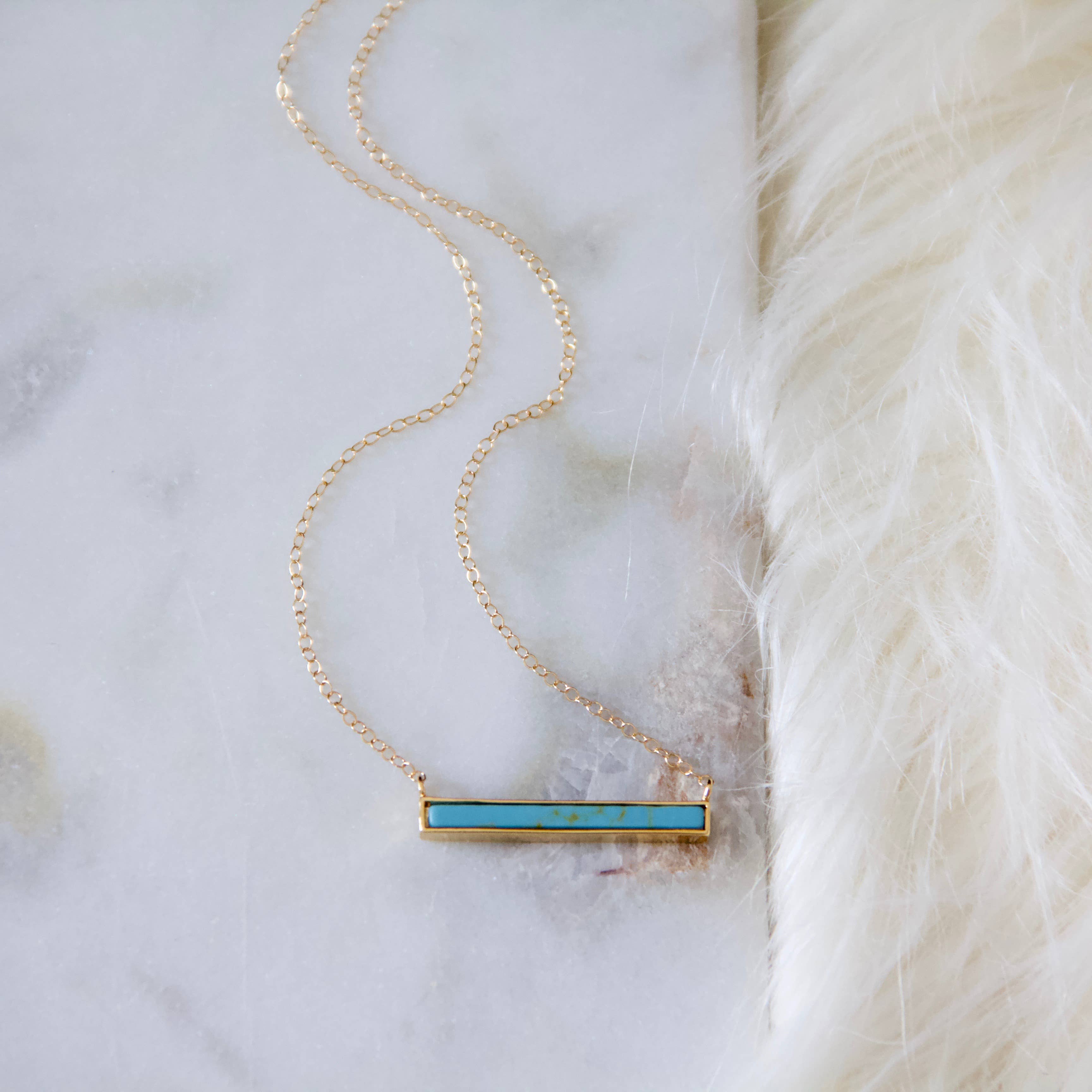 Turquoise Bar Necklace - Gold Filled, Sterling Silver: Turquoise Gold Filled / 16 inches