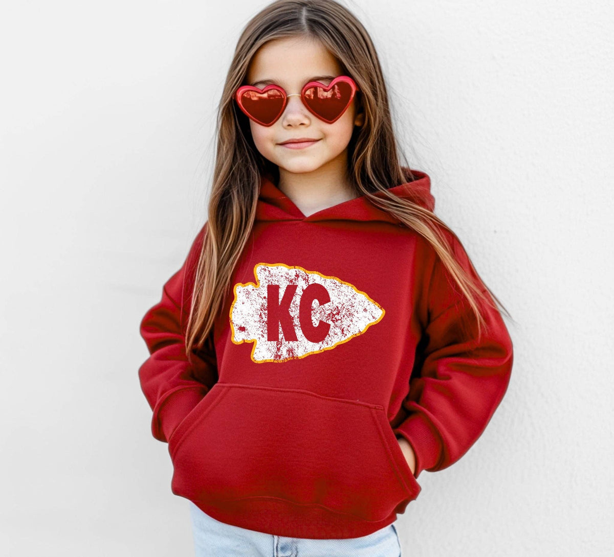 Youth KC Distressed Arrowhead: Red / 3T / Short Sleeve Tee