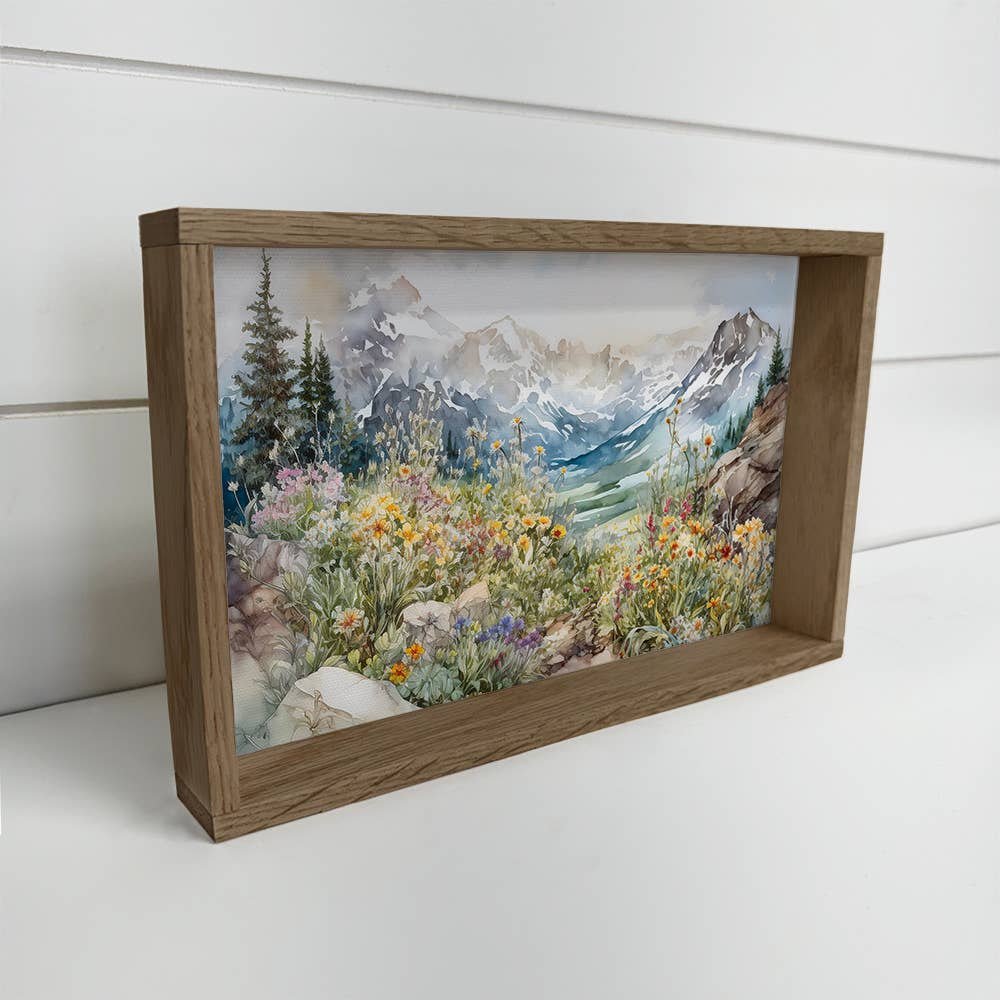 Mountain Wildflowers - Mountain Landscape Canvas Art: 20x30" Large Canvas Art with Thick Wood Frame