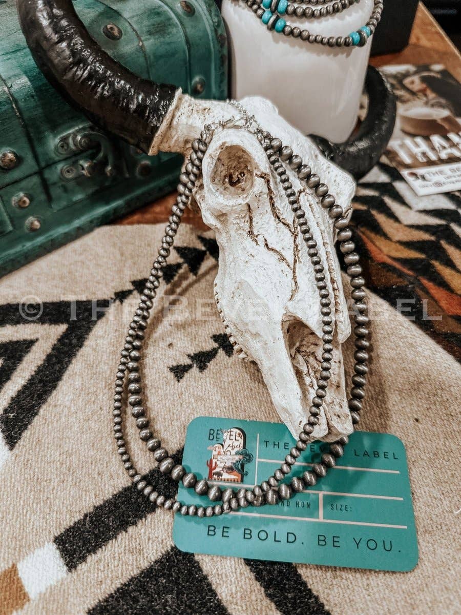 Western Pearl Layered Mini Necklace: Antique Silver