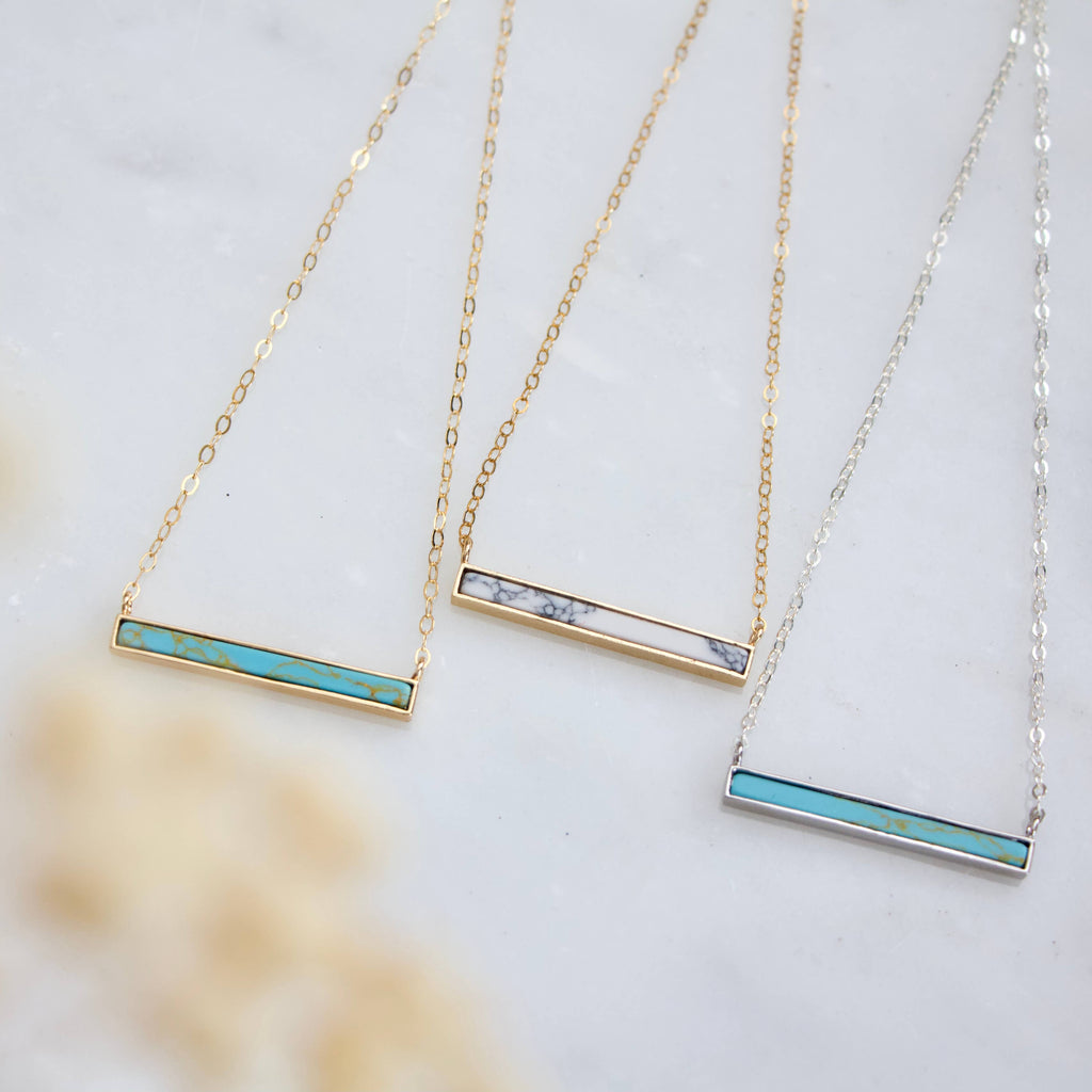 Turquoise Bar Necklace - Gold Filled, Sterling Silver: Turquoise Gold Filled / 16 inches
