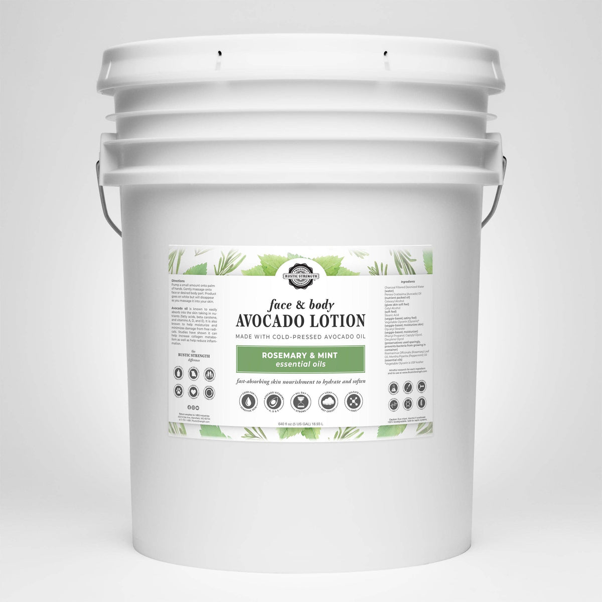Avocado Lotion for Face & Body: Milk & Honey / 1 Gallon Glass Wide-Mouth Jar