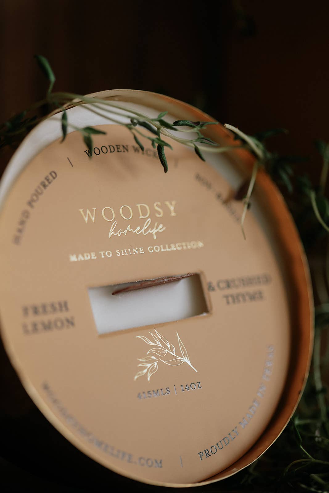 Fresh Lemon & Crushed Thyme-Solid Brass 14oz Pure Soy Candle