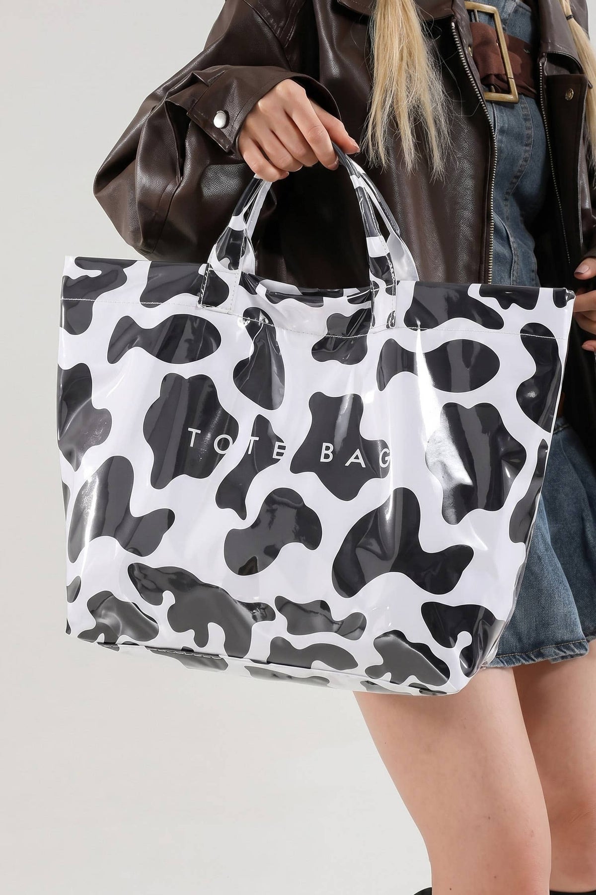Cow Spots/ Leopard/ Zebra/ Tropical Print Travel Tote Bag: Fiery Red / One Size