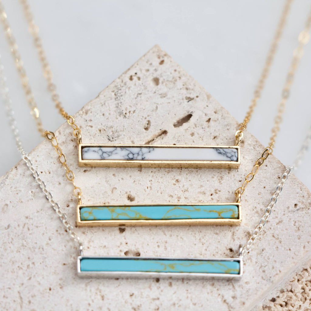 Turquoise Bar Necklace - Gold Filled, Sterling Silver: Turquoise Gold Filled / 16 inches