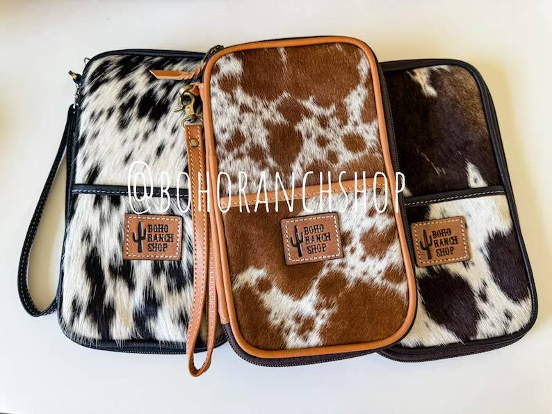 COWHIDE PASSPORT TRAVEL PASSPORT holder Genuine Cowhide: TAN + WHITE
