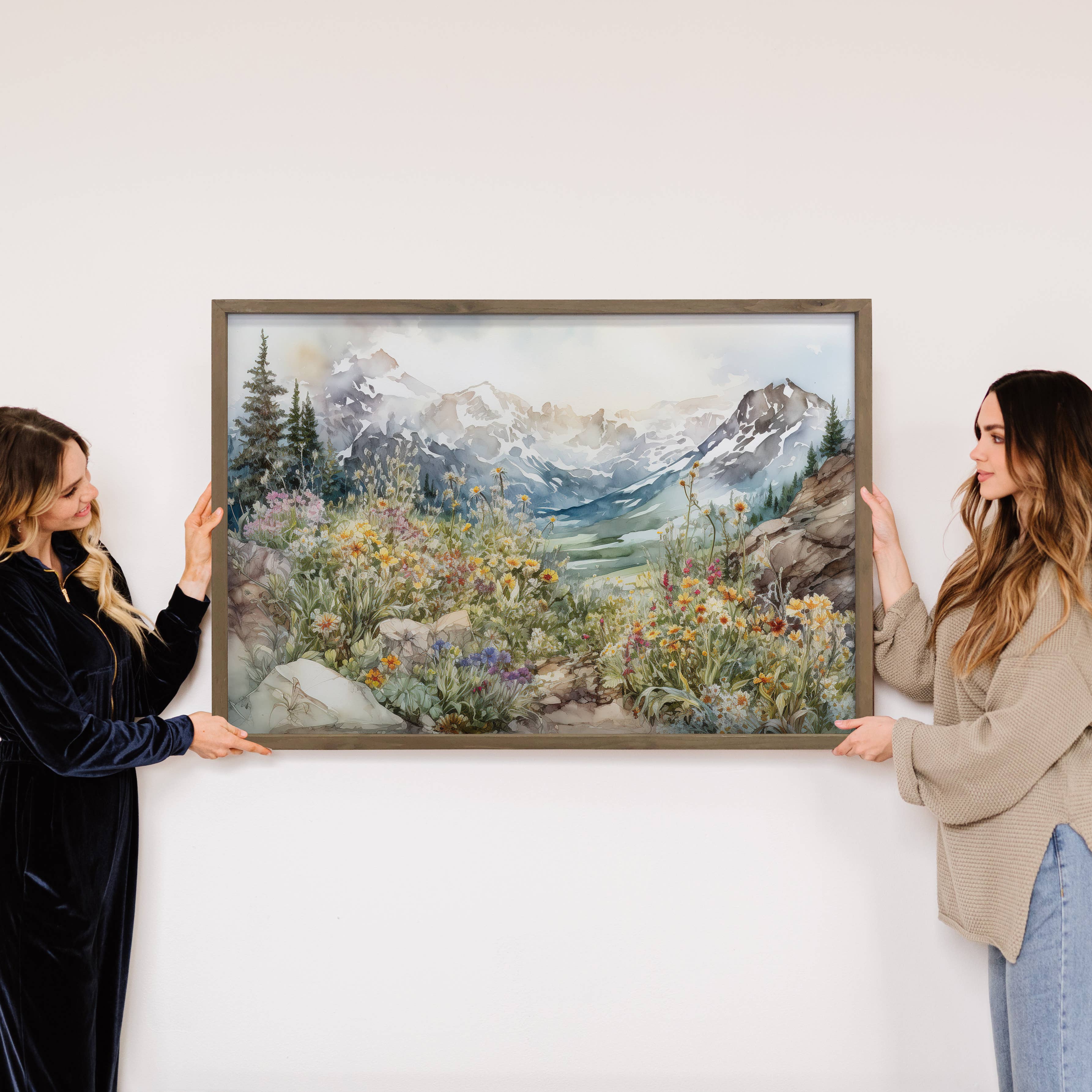 Mountain Wildflowers - Mountain Landscape Canvas Art: 20x30" Large Canvas Art with Thick Wood Frame