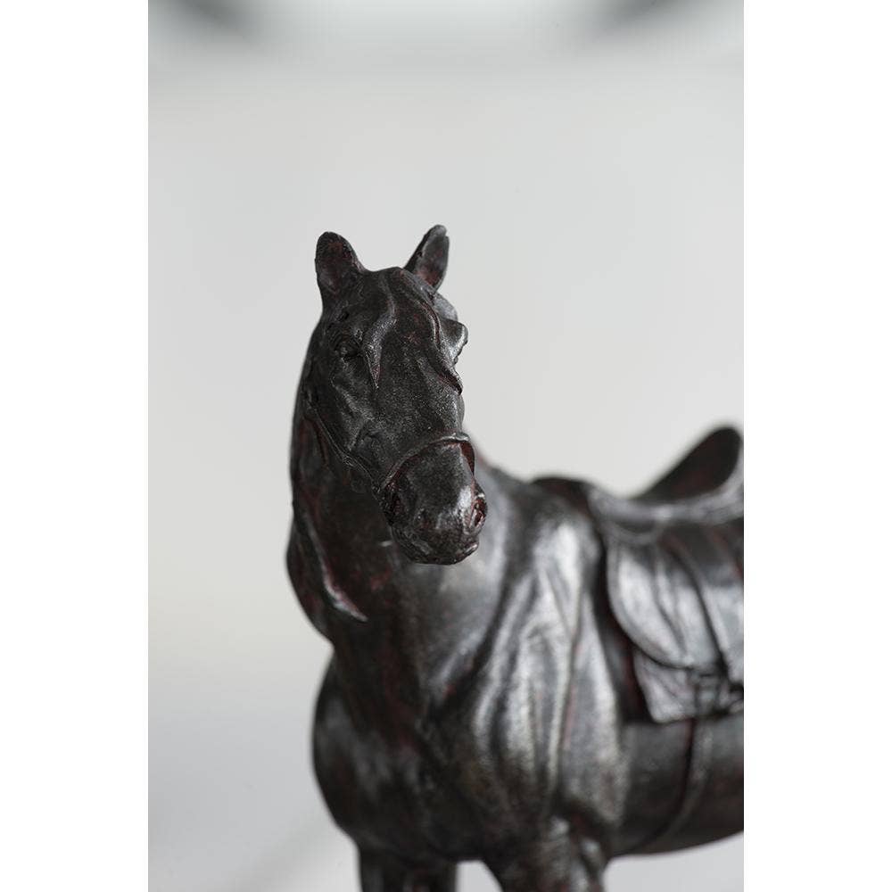 9.1x4x9.5" Polyresin Standing Horse Sculpture - Black