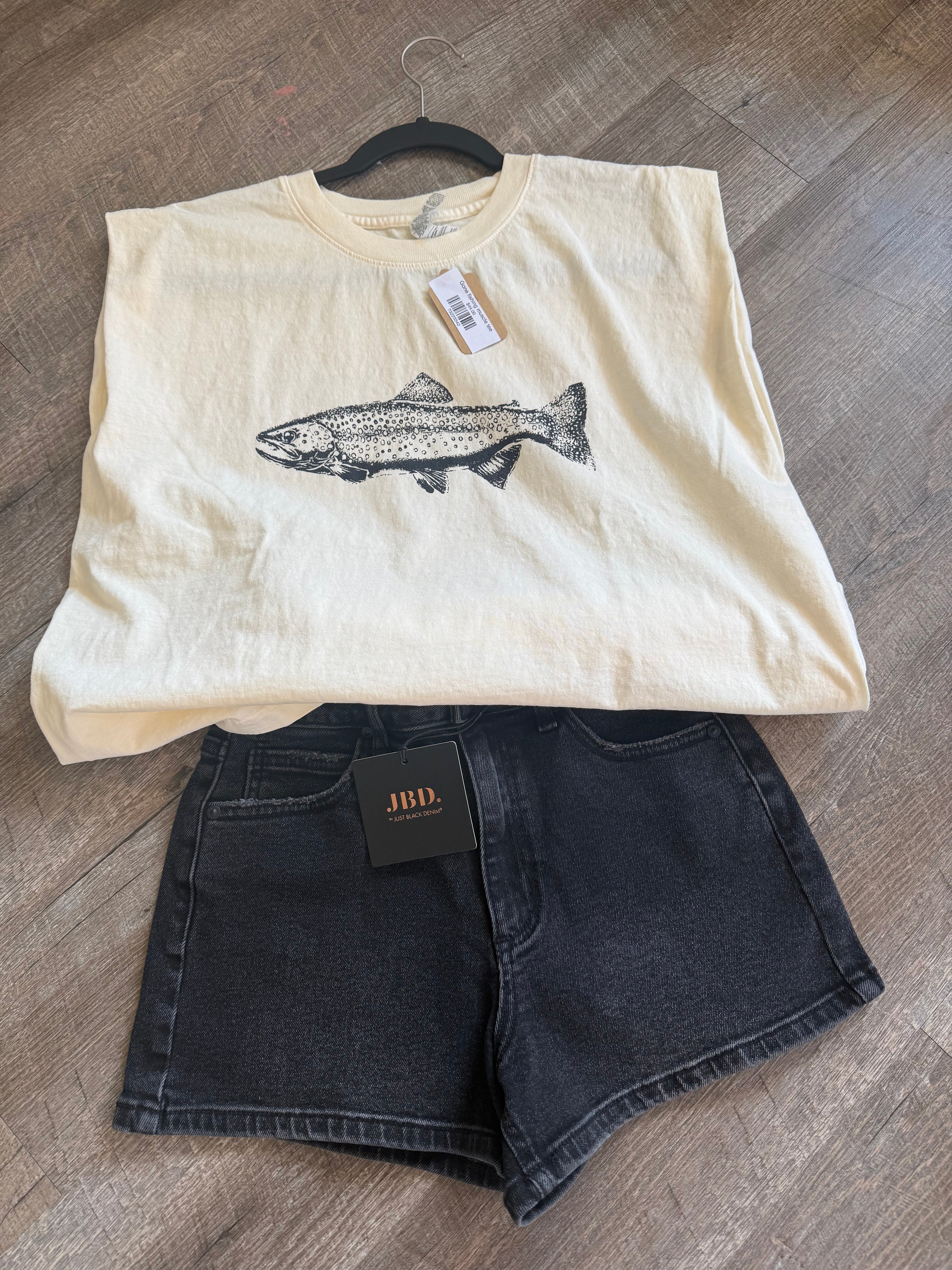 Gone fishing muscle tee
