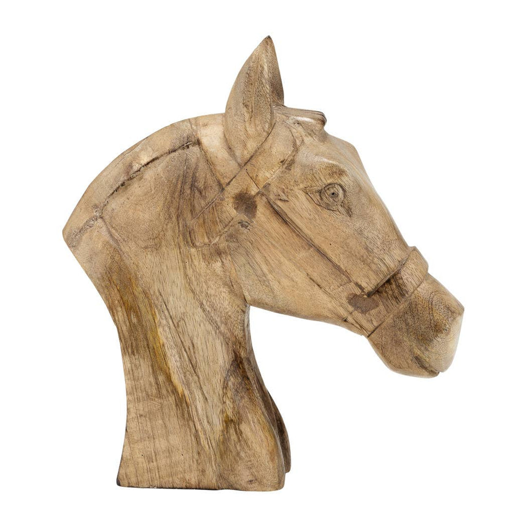 Figurine - Brown Wood Modern Handcrafted Horse Head, 11 in.