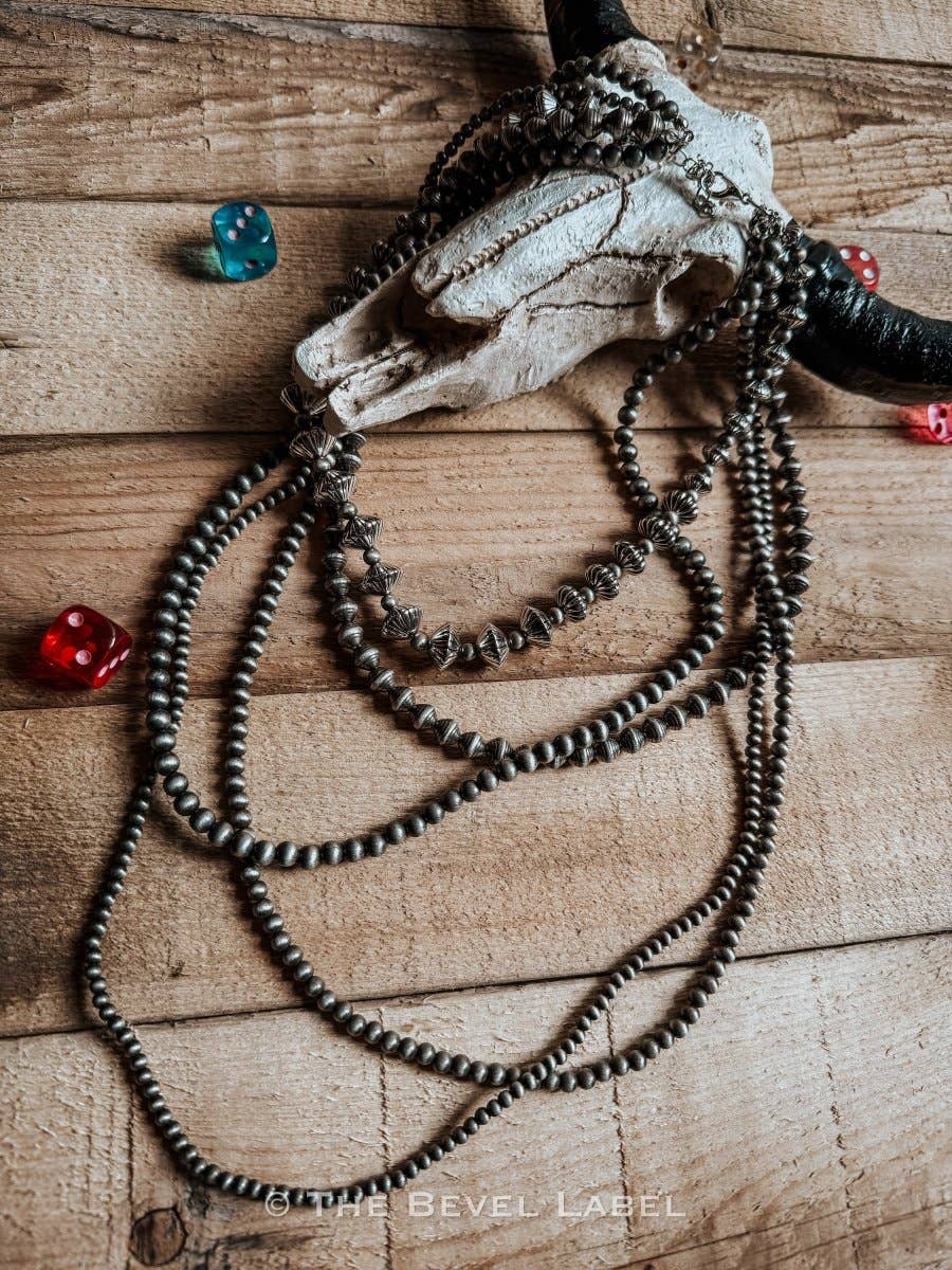 Western Pearl Multi-Layered Necklace: Antique Silver