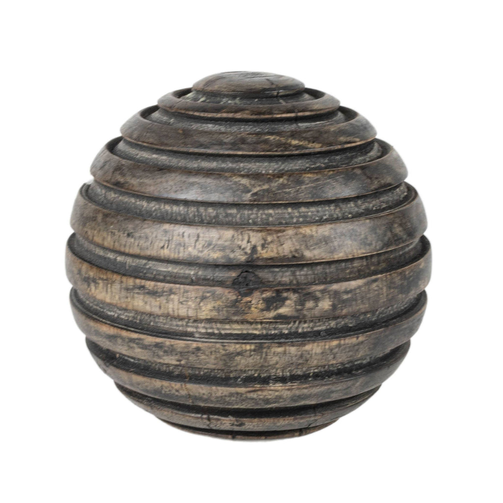 SALE - Bryant Black Wood Carved Western Deco Ball