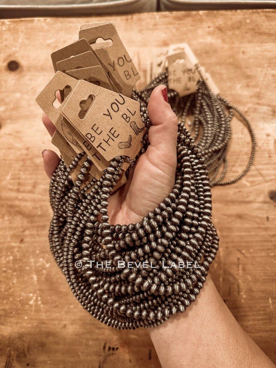 Western Pearl Layered Mini Necklace: Antique Silver
