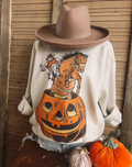 Pumpkin Cowboy Sweatshirt- Sand: M