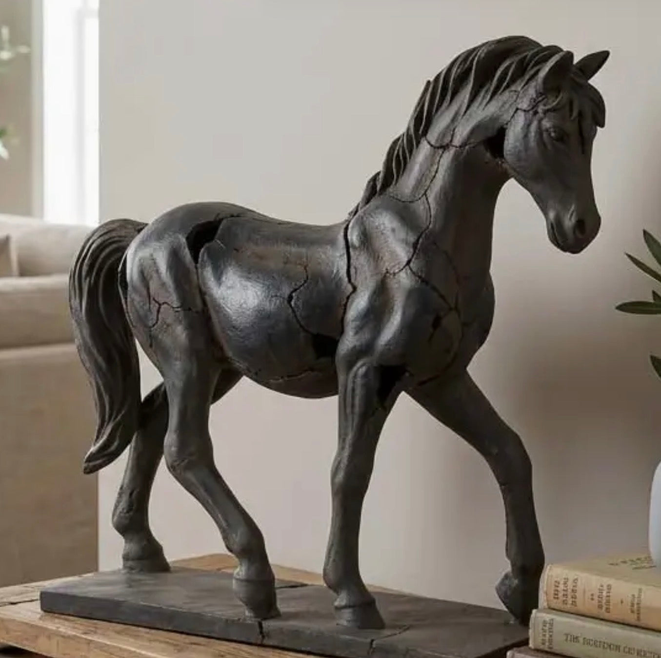 Cracked horse statue
