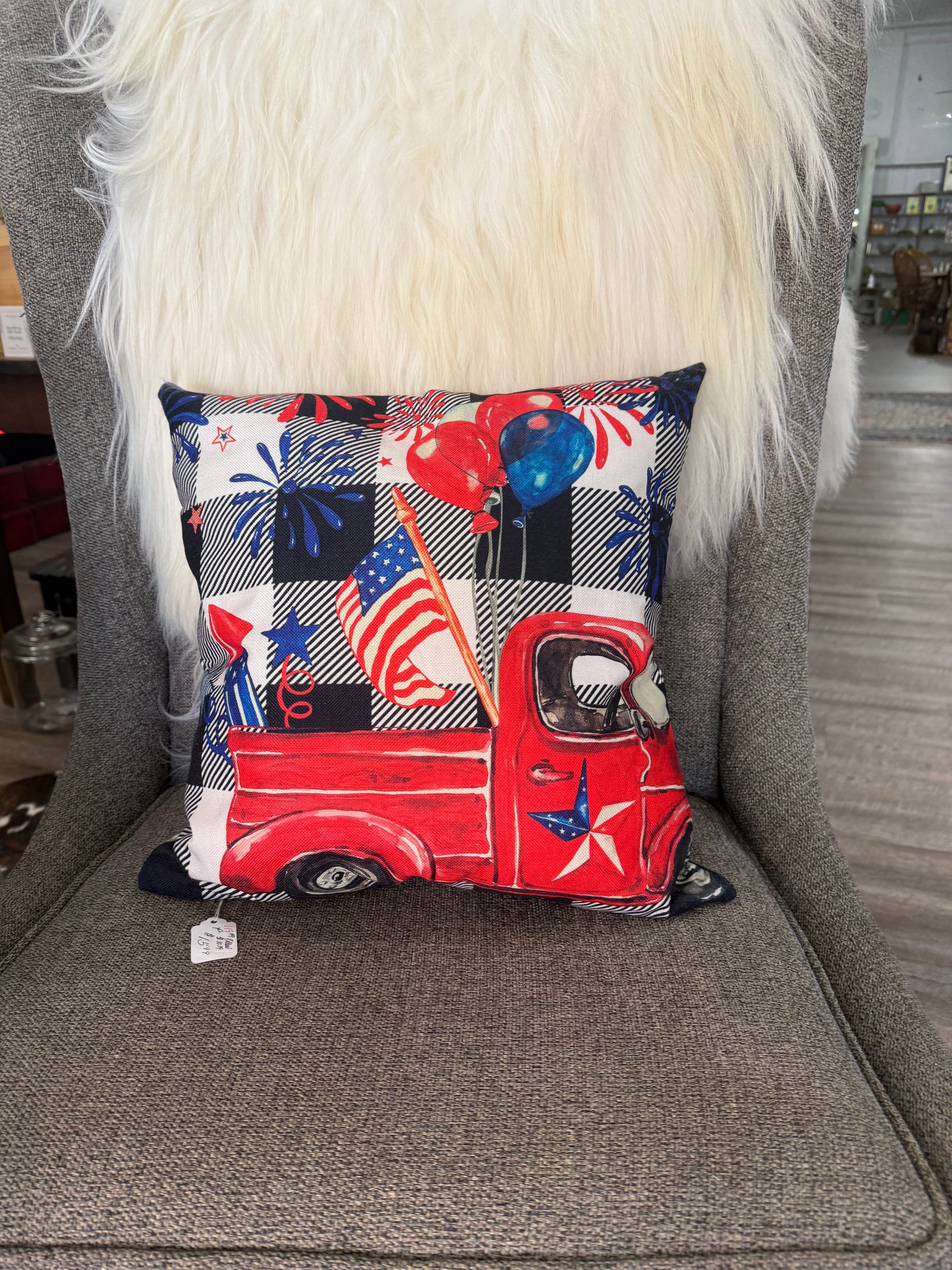 Fourth of July truck pillow