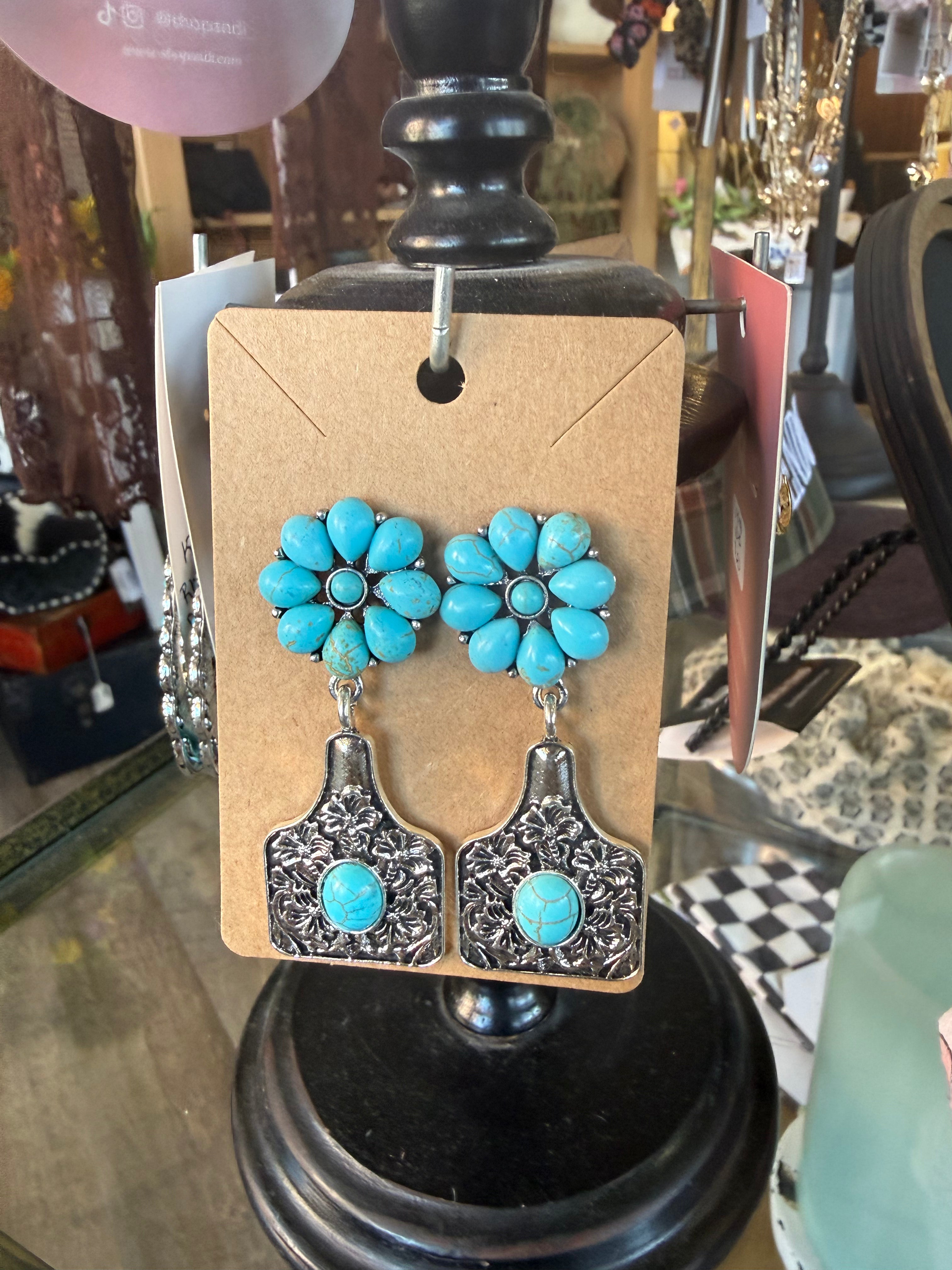 KJ cattle tag earrings
