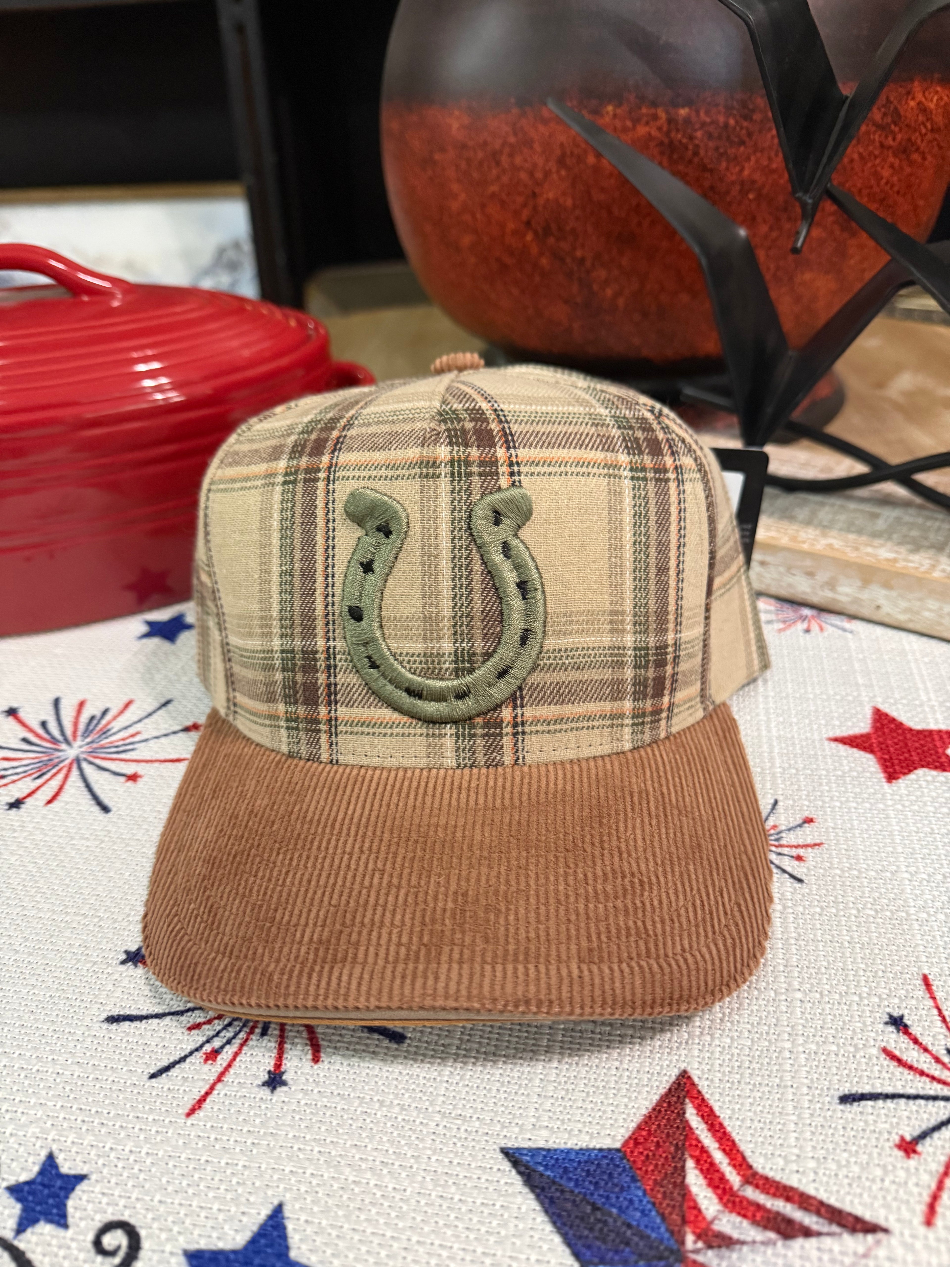 Horseshoe plaid hat