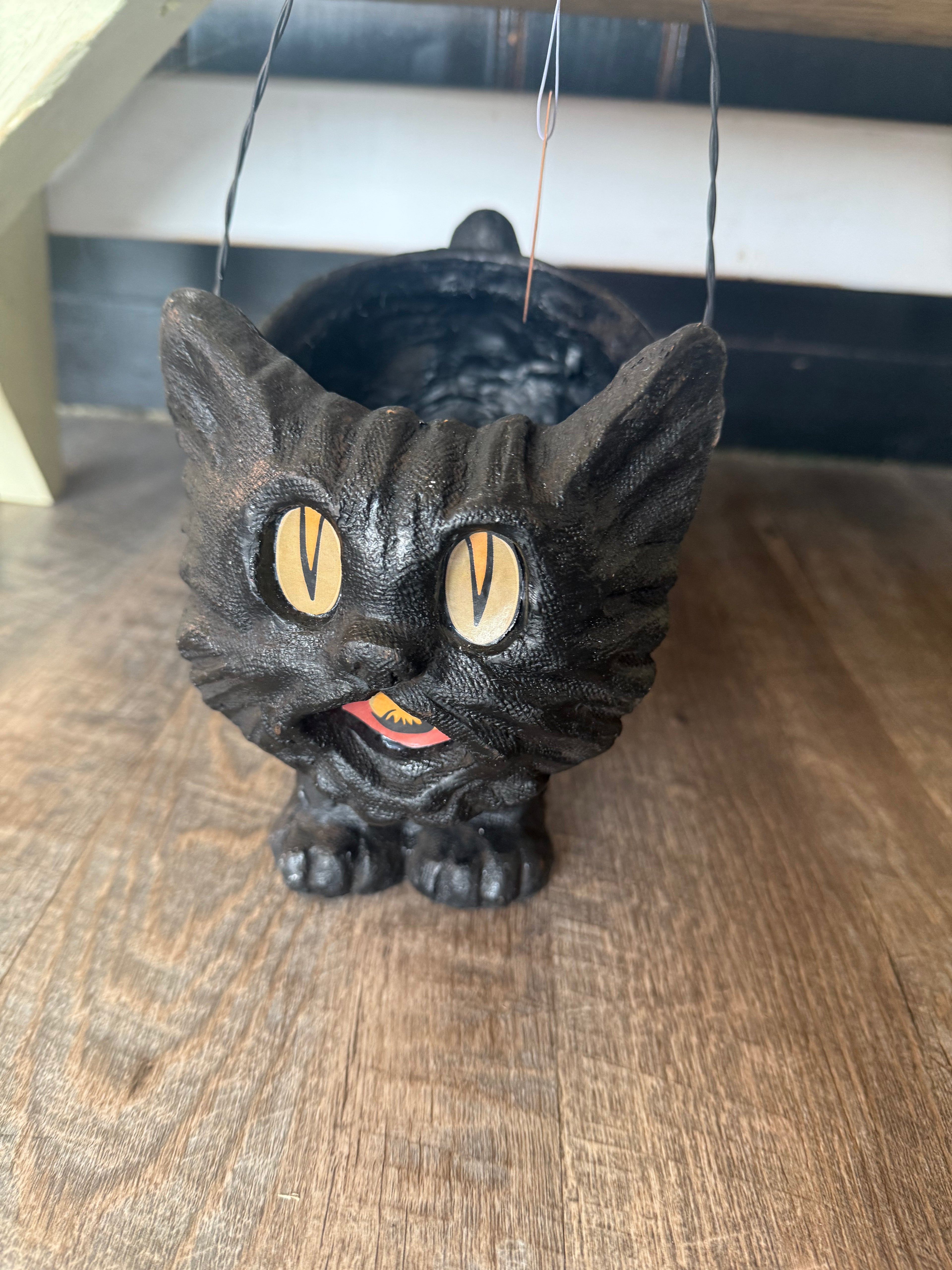 8” Black vintage cat