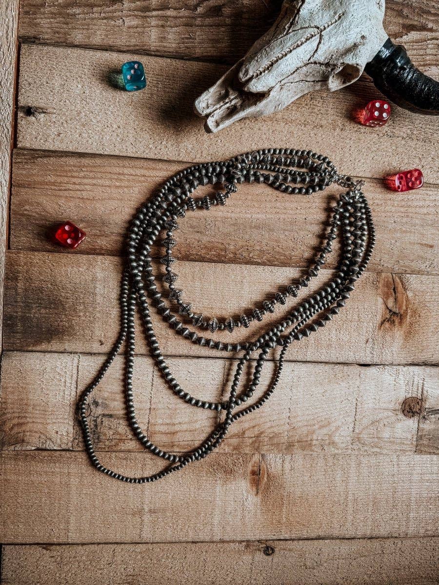 Western Pearl Multi-Layered Necklace: Antique Silver