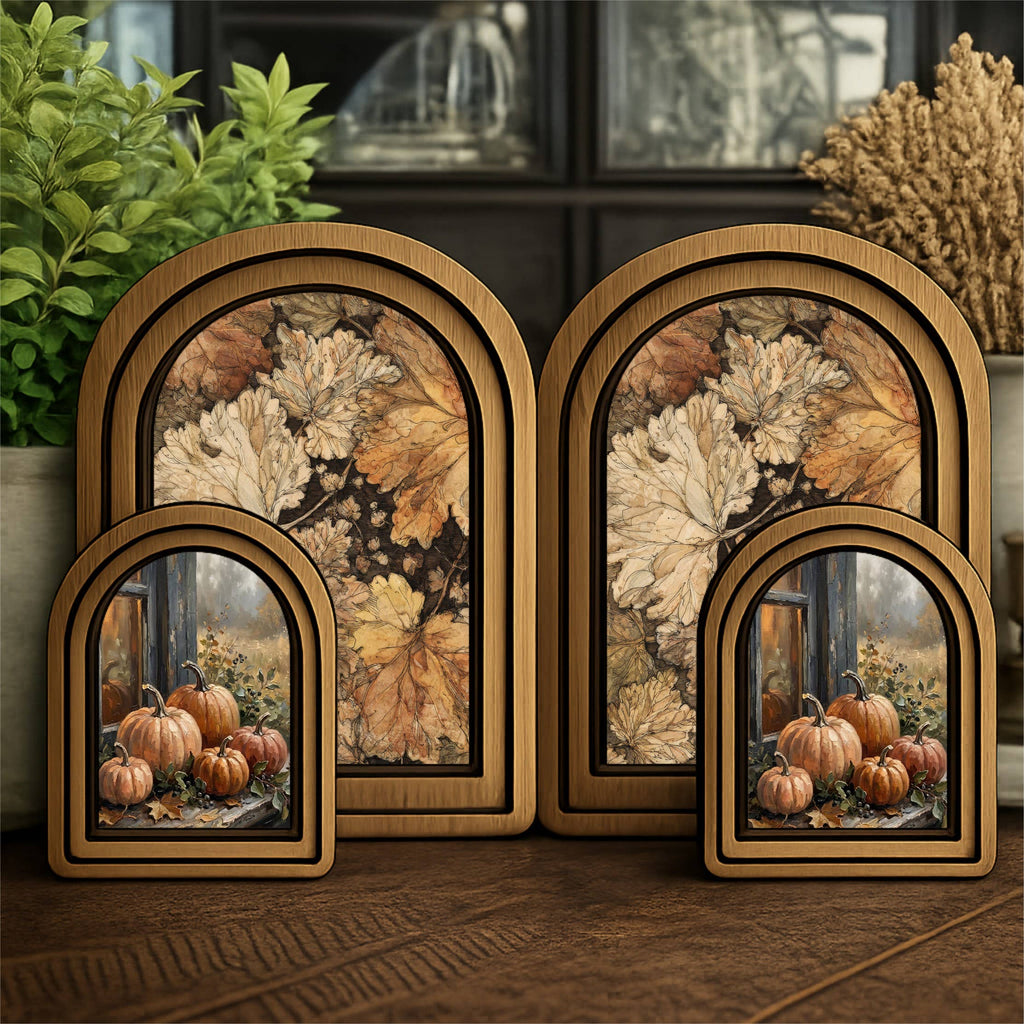 Layered Set Pumpkin Window Canvas Art