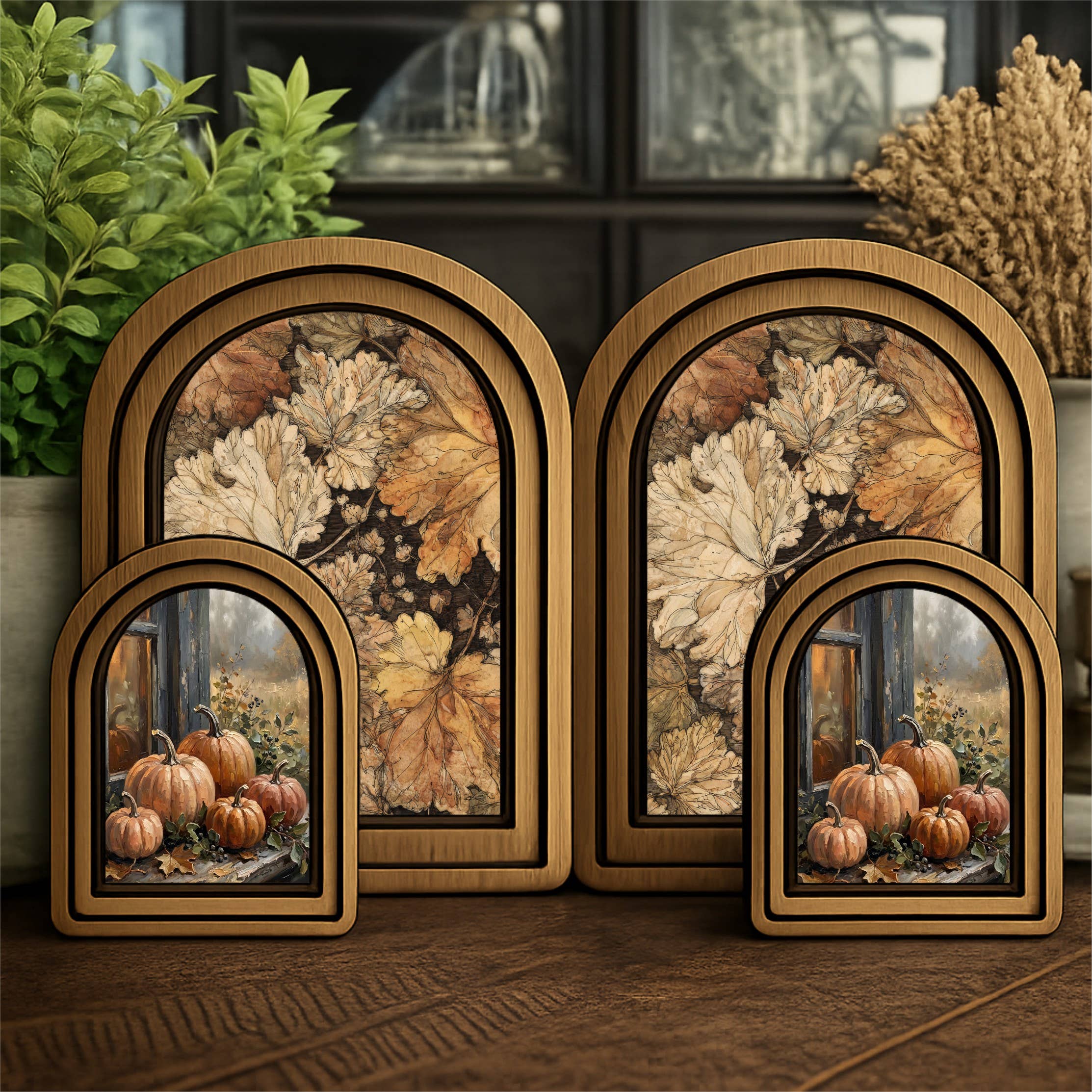 Layered Set Pumpkin Window Canvas Art