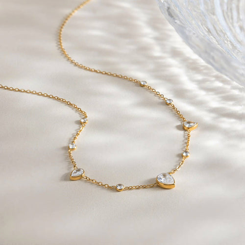 18K STAINLESS STEEL TARNISH FREE CZ NECKLACE | 40NK9693: GOLD