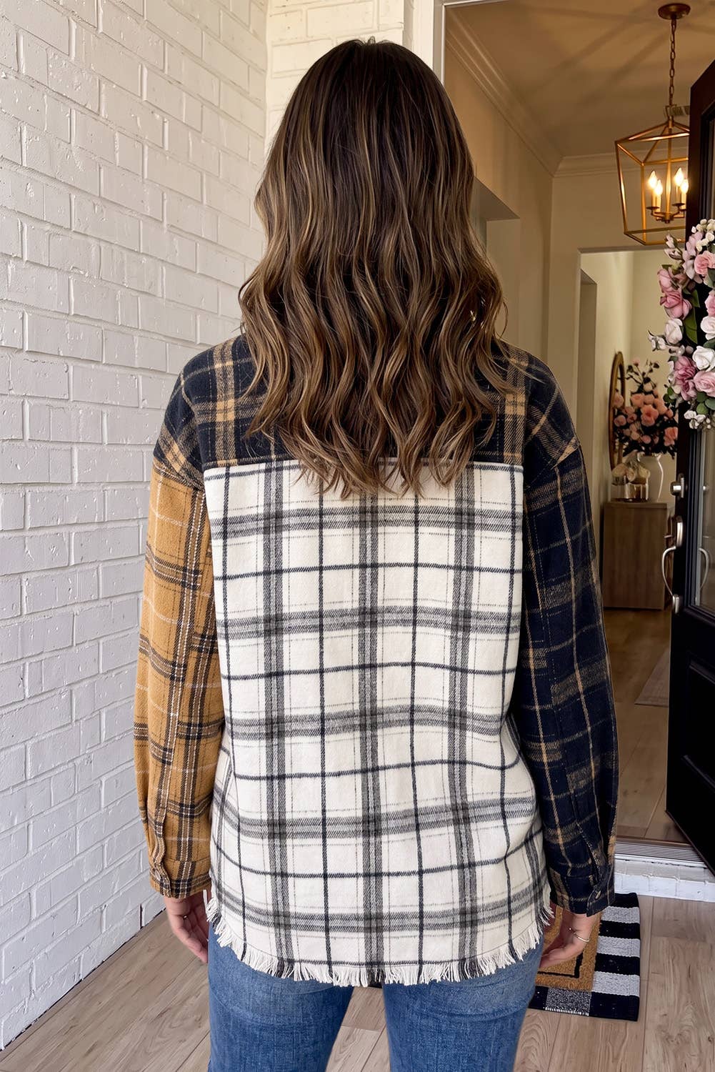 LAS Western Retro Plaid Button Up Shacket (S-XL): Multicolour / M
