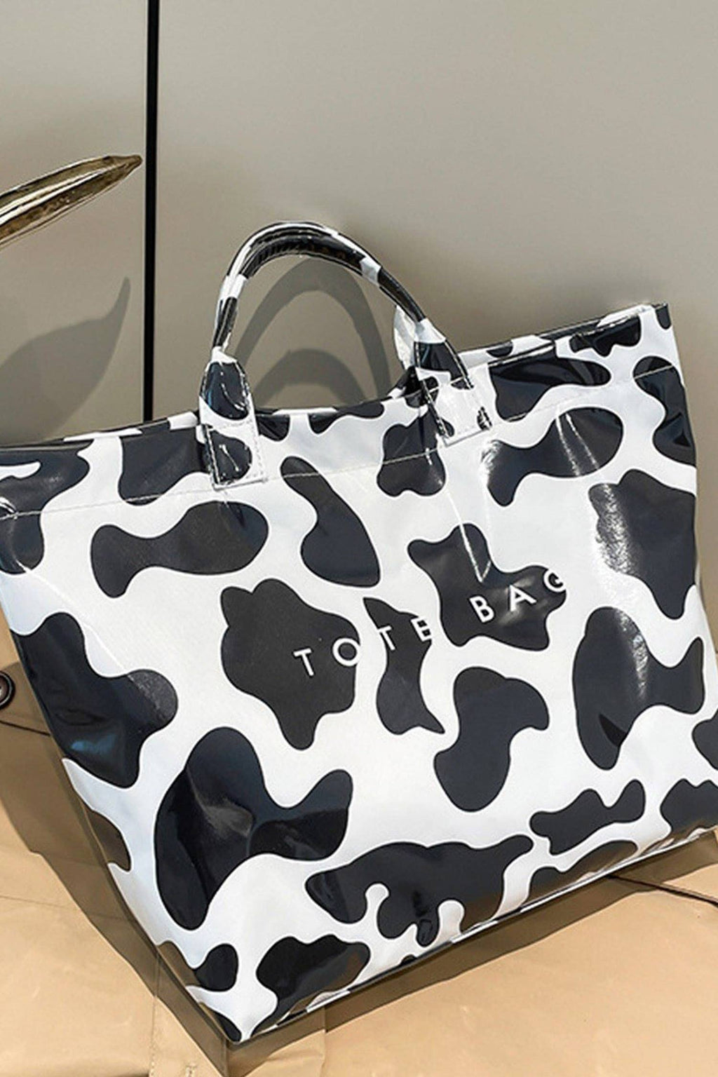 Cow Spots/ Leopard/ Zebra/ Tropical Print Travel Tote Bag: Fiery Red / One Size