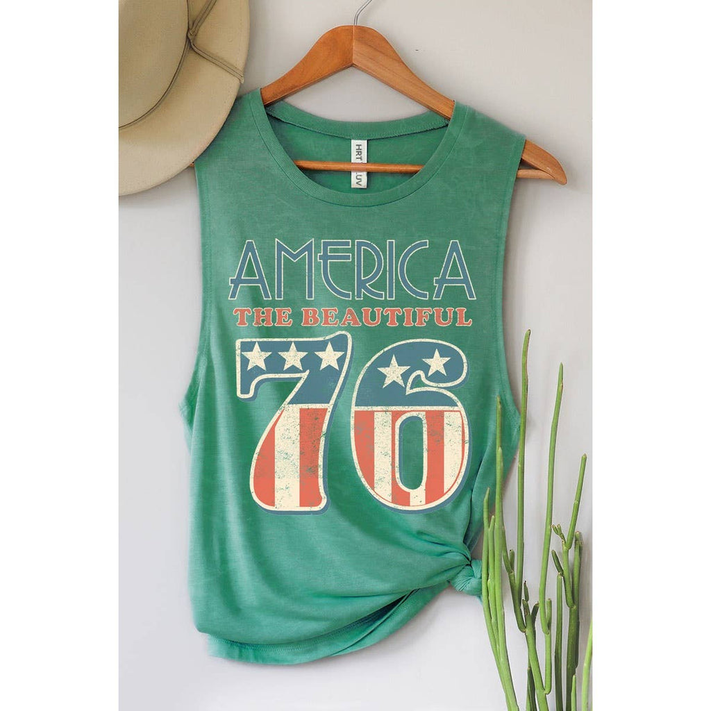 AMERICA 76 GRAPHIC TANK TOP: Mineral Navy / S-M-L-XL(1-2-2-1)