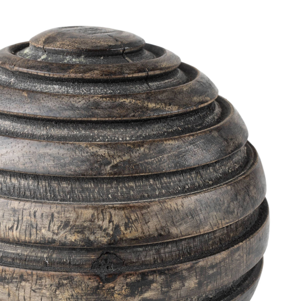 SALE - Bryant Black Wood Carved Western Deco Ball